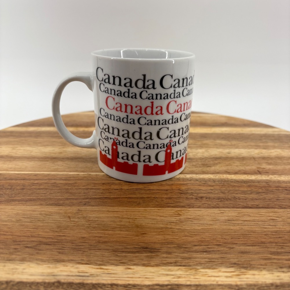 Canada Map Souvenir Coffee Mug White Red Black Text‎ Graphic Collectible